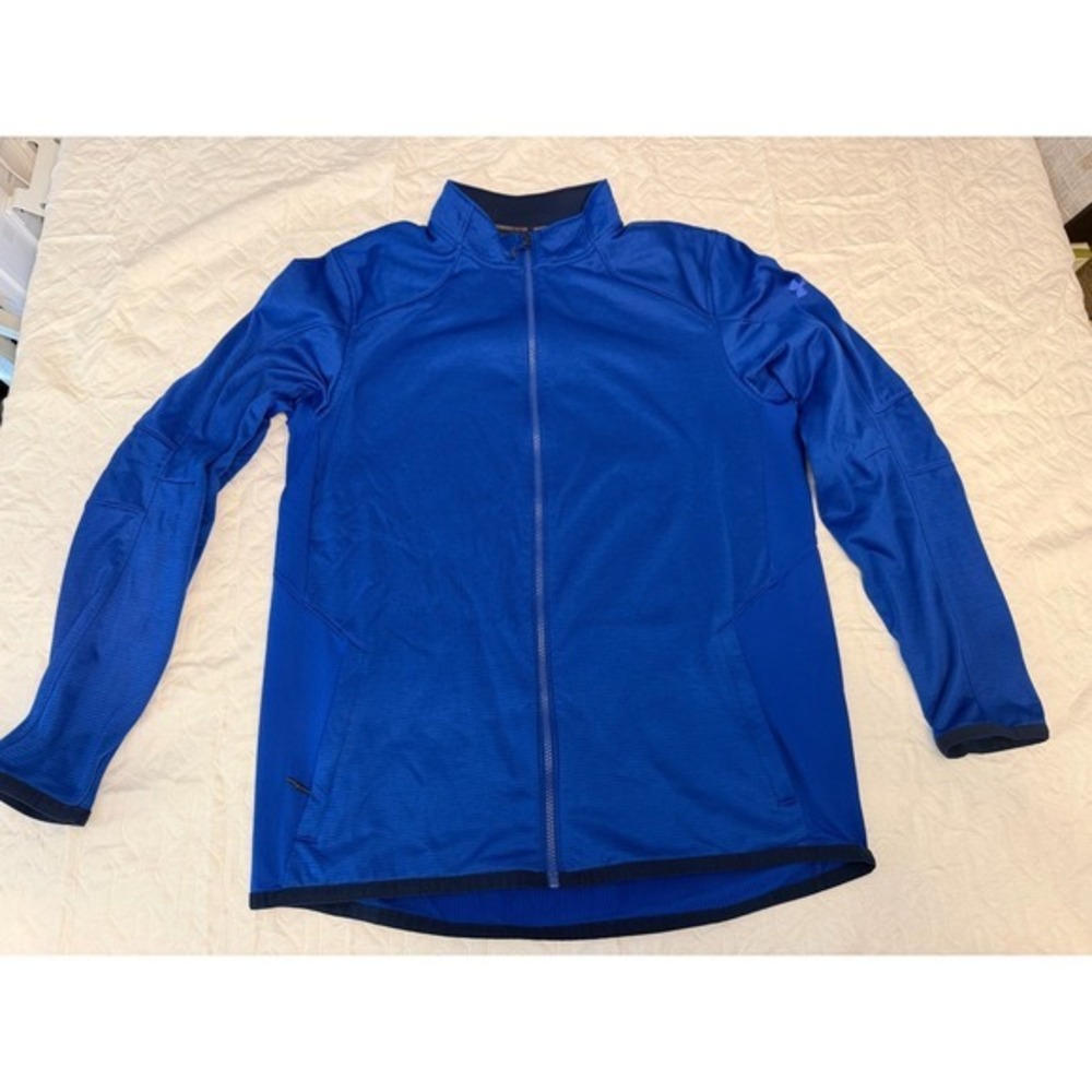 Under Armour‎ ColdGear Reactor Jacket L Navy Stretch Fleece Lined Full Zip